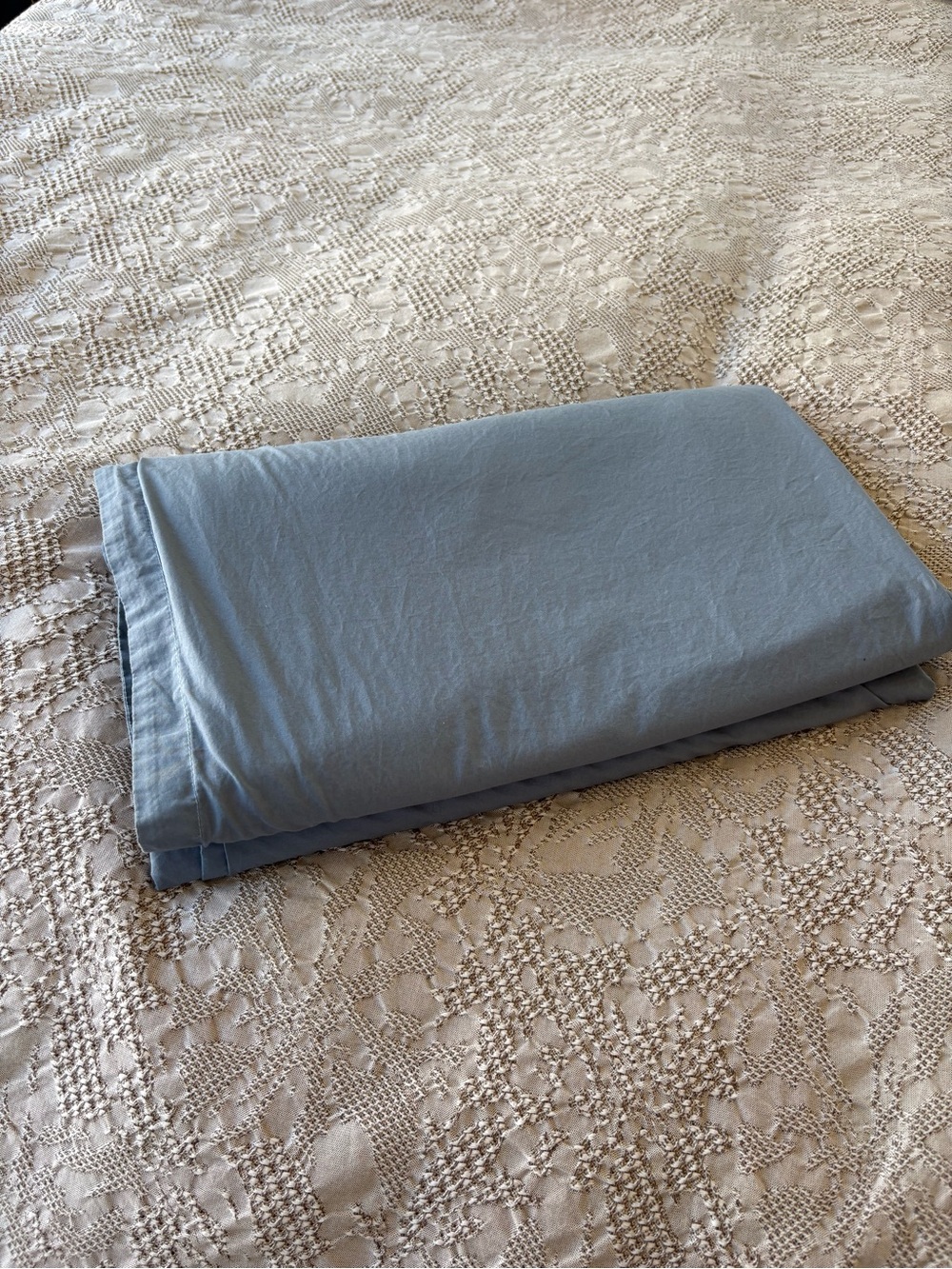 Blue Cotton Percale Duvet Cover Twin- Parachute Home - Picture 4 of 8